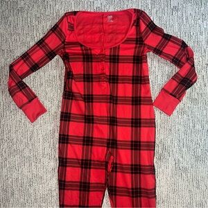 PINK Victoria's Secret Red Plaid Pajama Onesie